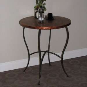  Hammered Metal Round Table in Rich Brown Furniture 