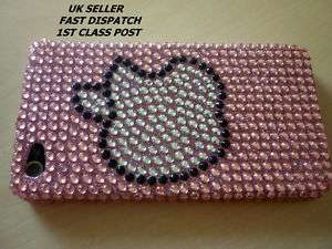 CRYSTAL BLING DIAMOND APPLE PINK CASE COVER iPHONE 4  