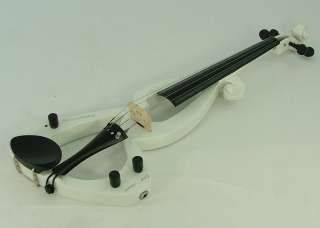 New 4/4 White Electric Violin, Bow, Phones, Case Pack  