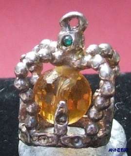 solid sterling silver vintage large crystal gem set crown English 