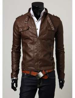 P215 New Mens Slim Fit Faux Leather Jackets Coats Colour Brown,Black 