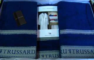 TRUSSARDI BAGNO ASCIUGAMANI COMPLETO SPUGNA 5 PEZ. BLU  