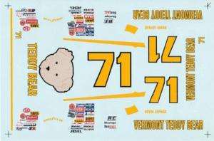 71 Kevin Lepage Vermont Teddy Bear Decals 1/25  