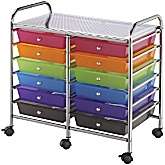 Rolling Double 12 Drawer Storage Cart   Multi Color
