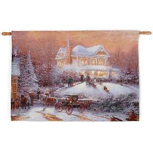Victorian Christmas II Fiber Optic Musical Tapestry Wall Hanging at 