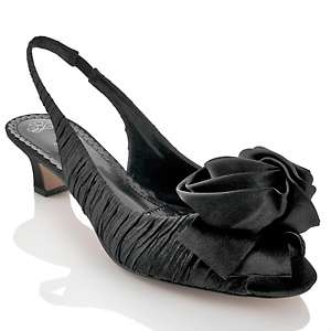 Renee Accent Satin Slingback Pumps with Rosettes 