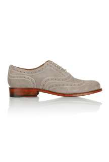 Light Grey Suede Brogued Shoes by Grenson   Grey   Buy Shoes Online at 