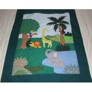 Hawaiian quilt ZOO Animals crib baby comforter blanket hand quilted 