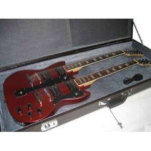   Electric Double Neck Guitar with Hard Case, Red Musical Instruments