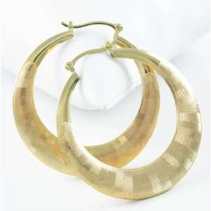 Beautiful Large 24k Gold Layered GL 2 Thick Diamond Cut Hoop Earrings 