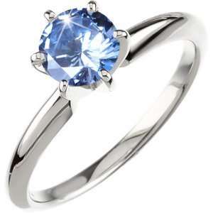   18K White Gold Ring with Fancy Blue Diamond 1/4 carat Brilliant cut