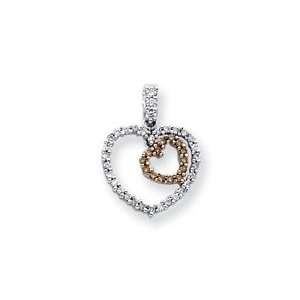   Gold White and Champagne Diamond Heart Pendant   JewelryWeb Jewelry