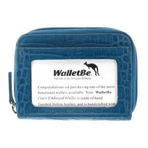  Blue Womens Croc Leather Wallets Croco Coin Purse Clutch 