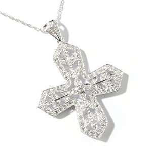    Sterling Silver Cubic Zirconia Cross Pendant w/ Chain Jewelry