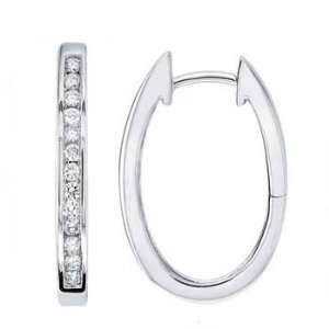  0.26Ct Round Diamond Hoop Earrings 14K Gold Jewelry