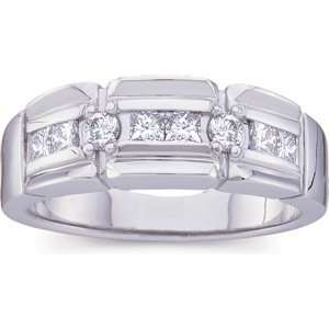  14K White Gold Mens Diamond Ring Jewelry