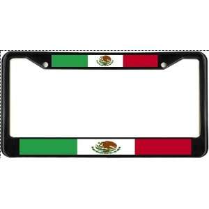  Mexico Mexican Flag Black License Plate Frame Metal Holder 