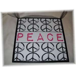 Pink Black White Peace Sign Girls Wooden Wall Decor 