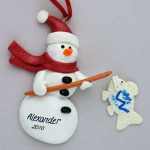  Personalized Snowman Fishing Christmas Ornament