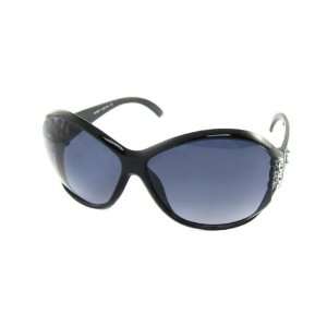Como Ladies Rhinestone Decor Black Plastic Frame Big Lens Sunglasses