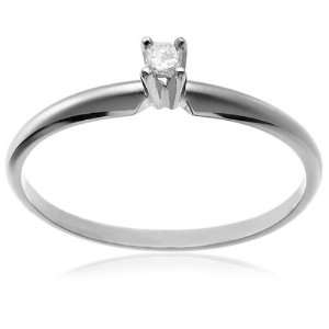   14k. White Gold Diamond Engagement / Promise Ring Size 7 Jewelry