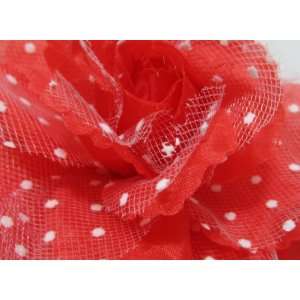 Red Rose with White Polka Dot Lace Hair Flower Clip Pin and Band 3 in 