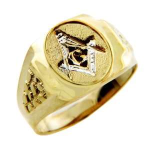   Gold Rings   The Square and Compass Two Tone Gold Ring Jewelry