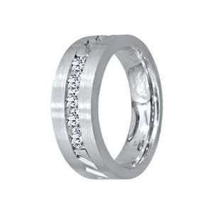  Sterling Silver Genuine Round Cut Diamonds Channel Set WIDE Wedding 