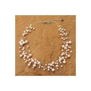  NOVICA Pearl strand necklace, Violet Fishnet Jewelry