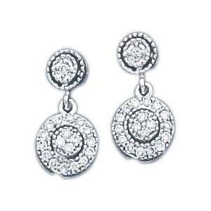  14K White Gold .25ct Diamond Vintage Earrings New Jewelry