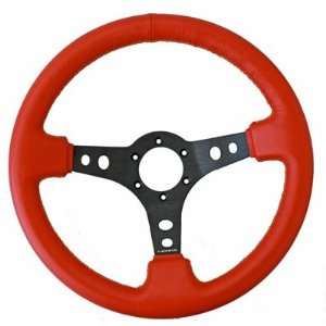 NRG Steering Wheel Race Sport Red Leather with Yellow Stitching 320mm 