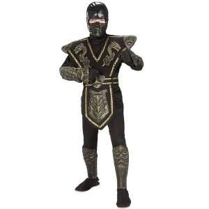   Ninja Child Costume / Black/Gold   Size Medium (8 10) 