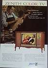 1966 ZENITH COLOR 25 INCH RECTANGULAR TV AD DECO ART