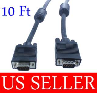 10FT 15 PIN SVGA VGA Monitor M/M Male To Male Cable CORD FOR PC TV 