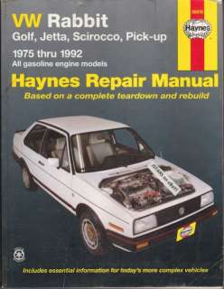 1975   1992 VW RABBIT, VW GOLF, VW JETTA, VOLKSWAGEN REPAIR MANUAL by 