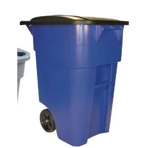   Rubbermaid Blue Rollout Container w/ Lid, 50 Gallon
