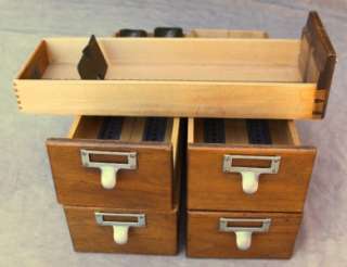 Antique Walnut Library File Cabinet Drawers / Index Card/ Bureau 