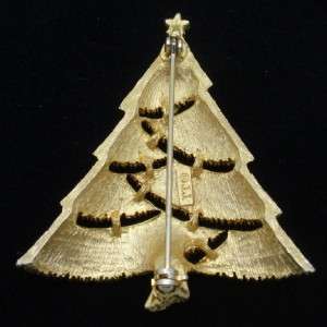 Christmas Xmas Tree Brooch Pin Vintage JJ