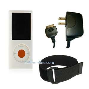 Cuffu Premium iPod Nano 4th Generation White Skin with Home Charger 