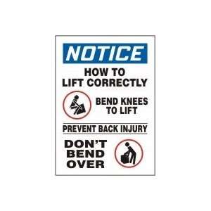   BACK INJURY DONT BEND OVER (W/GRAPHIC) Sign   14 x 10 Dura