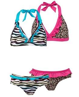 Pink Platinum Swimwear, Girls or Little Girl Animal Print Two Piece 
