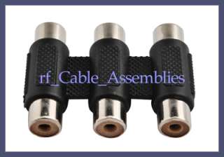  to Female 3 RCA Coupler RF Adapter Cable Component Connector  