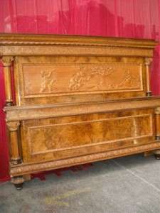 ITALIAN EMPIRE STYLE ANTIQUE CARVED WALNUT BED 11IT055D  