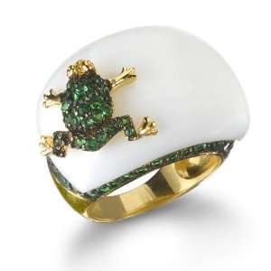  White Agate Frog Ring CHELINE Jewelry