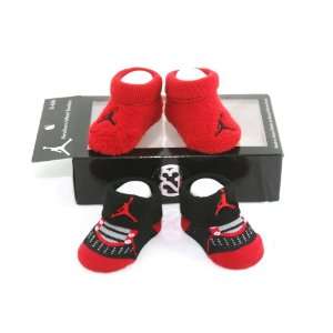 Nike Air Jordan Newborn Infant Baby Booties Socks Black and Red w/Air 