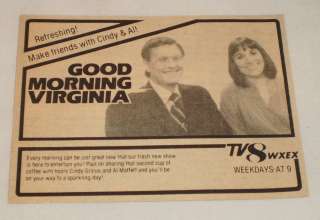1981 WXEX tv ad ~ GOOD MORNING VIRGINIA Cindy Gricus, Al Moffett 