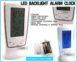 LCD DIGITAL BACKLIGHT ALARM CLOCK W/ DATE TEMP HM006 2  