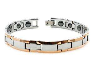    Two Tone Tungsten Carbide Link Bracelet w/ Magnet