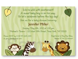 Safari Friends Jungle Animal Baby Shower Invitation  