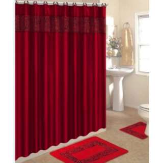   Bath Accessory set animal red zebra print bathroom rug shower curtain
